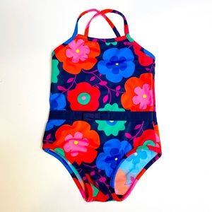 Baby GAP | Bold Floral Pattern Swimsuit w/ Bow‎ Tie Waist, 2 Years Toddler